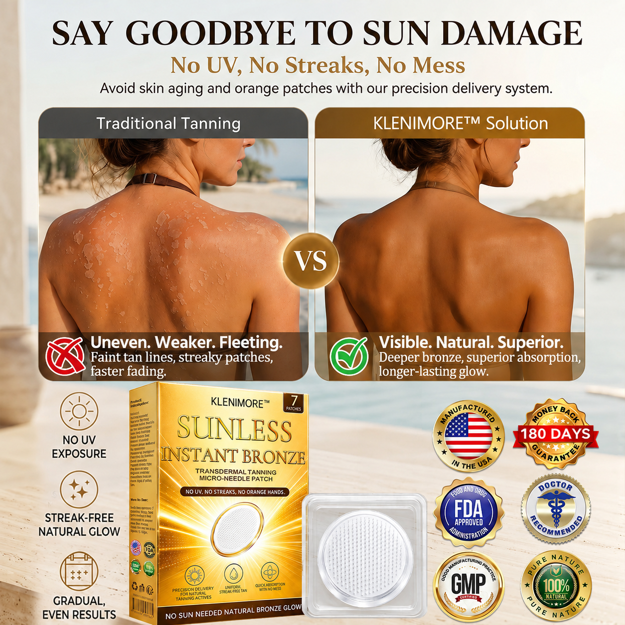 𝑶𝒇𝒇𝒊𝒄𝒊𝒂𝒍 𝑺𝒕𝒐𝒓𝒆 | ☀️☀️ KLENIMORE™  𝐒𝐮𝐧𝐥𝐞𝐬𝐬 𝐈𝐧𝐬𝐭𝐚𝐧𝐭 𝐁𝐫𝐨𝐧𝐳𝐞 𝐓𝐚𝐧𝐧𝐢𝐧𝐠 𝐌𝐢𝐜𝐫𝐨𝐧𝐞𝐞𝐝𝐥𝐞 𝐏𝐚𝐭𝐜𝐡 🇺🇸 (𝐉𝐮𝐬𝐭 𝐨𝐧𝐜𝐞 𝐚 𝐝𝐚𝐲) 𝐕𝐢𝐬𝐢𝐛𝐥𝐞 𝐁𝐫𝐨𝐧𝐳𝐞 𝐆𝐥𝐨𝐰 𝐢𝐧 𝟕 𝐃𝐚𝐲𝐬 ✅ 𝐍𝐨 𝐔𝐕, 𝐍𝐨 𝐎𝐫𝐚𝐧𝐠𝐞, 𝐍𝐨 𝐒𝐭𝐫𝐞𝐚𝐤𝐬, 𝐍𝐨 𝐃𝐇𝐀, 𝐍𝐨 𝐌𝐞𝐬𝐬.